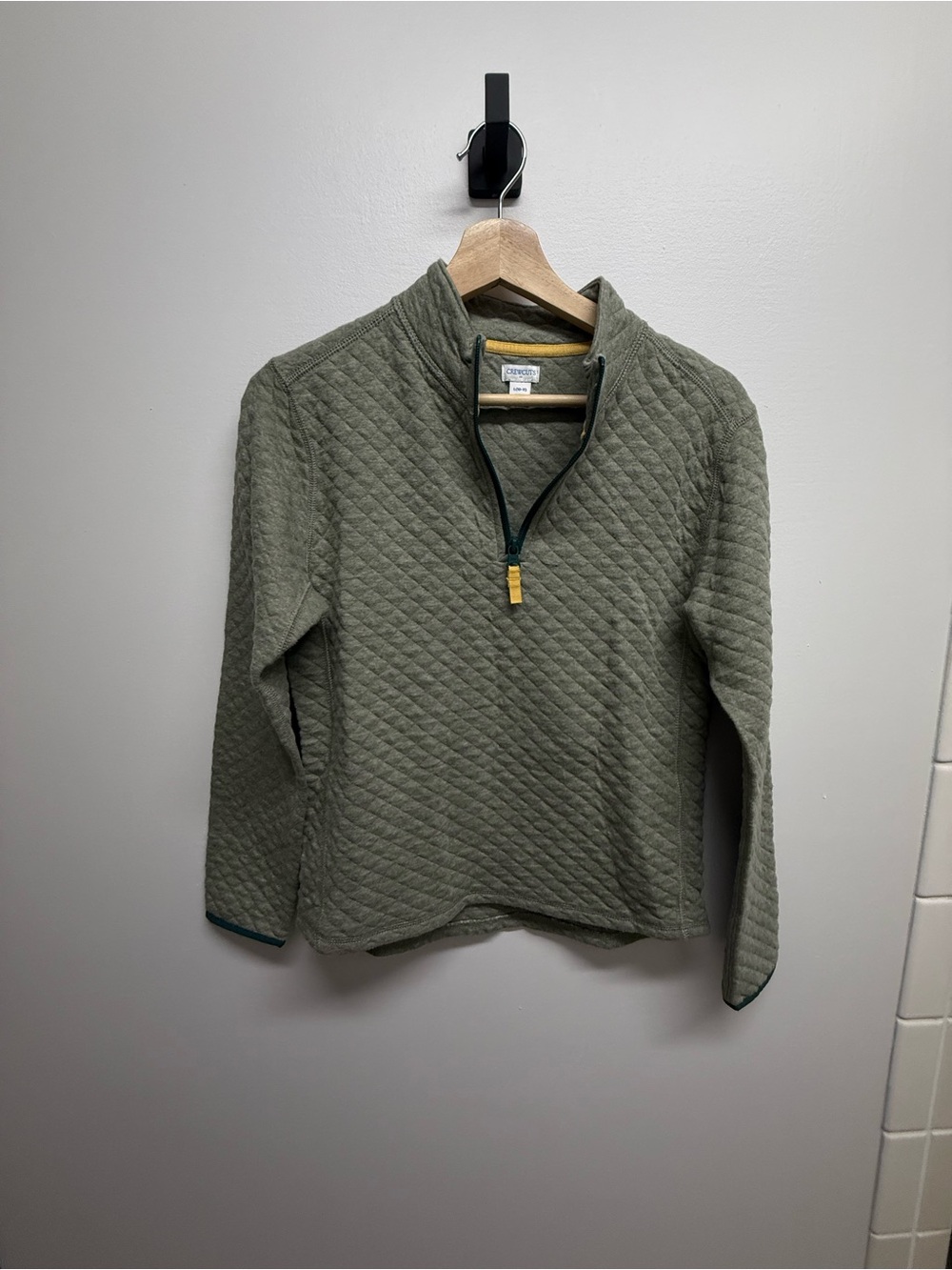 Crew Cuts Quilted Olive Half-Zip Pullover